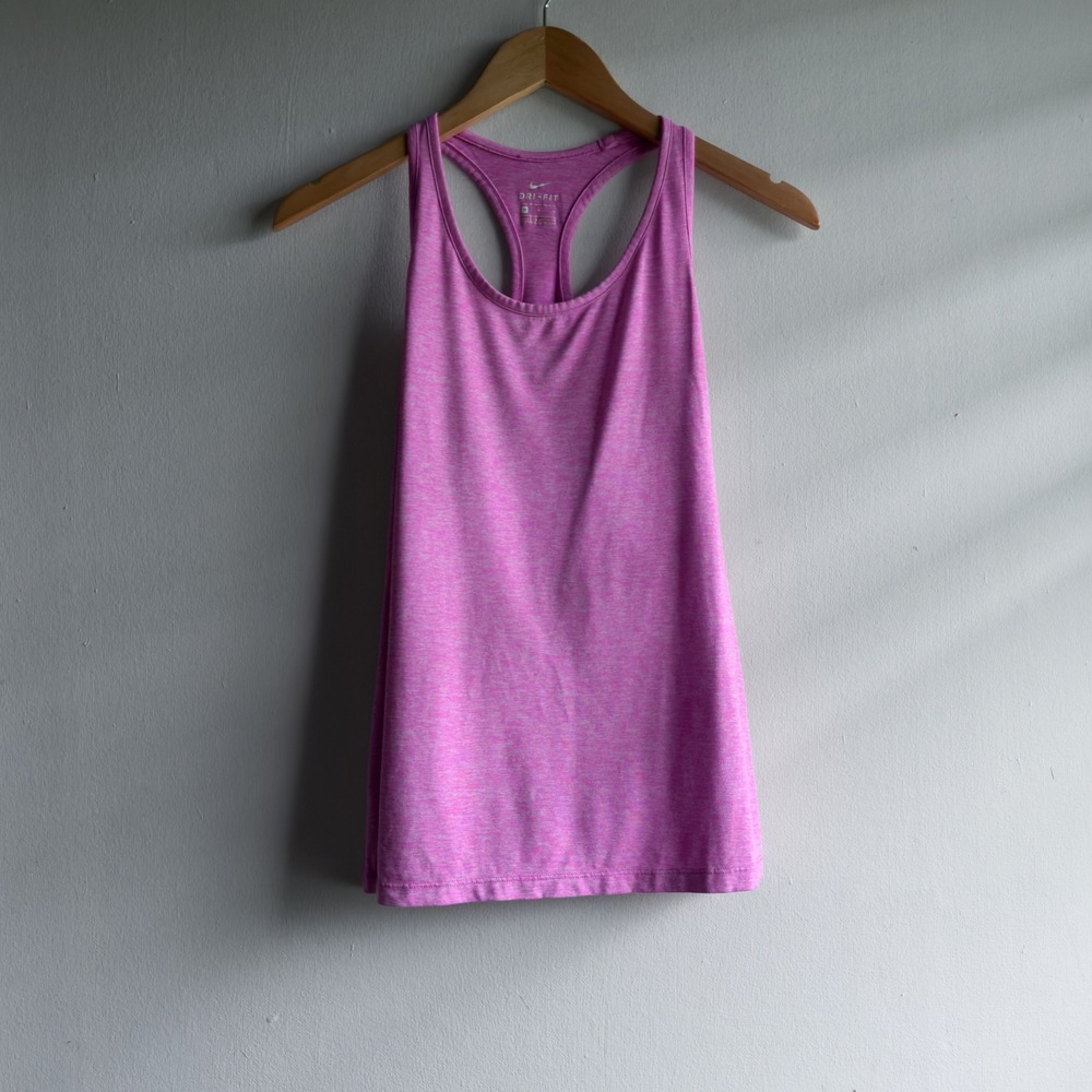 Nike Dri-FIT Racerback Mesh Panel Tank Top Womens Medium Pink Heather Athletic